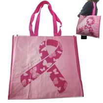 Bolsa Ecobag Ecologica Conscientizaçao Cancer de Mama Sacola de Ombro Dobravel Reutilizavel Compras Retornavel Mercado