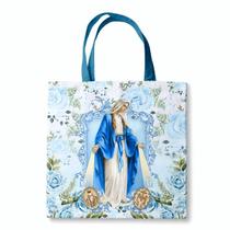 Bolsa Ecobag Nossa Senhora das Graças com Flores Sacola Feminina Católica Bolsa Ecobag Nossa Senhora das Graças com Flores Sacola Feminina Católica