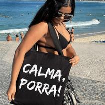 Bolsa Ecobag PRETA 100 Algodão Estampa CALMA P Reutilizável Estilosa Bolsa Ecobag PRETA 100 Algodão Estampa CALMA P Reutilizável Estilosa