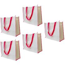 Bolsa Ecobag Sacola De Ombro Kit 5 Uni Reutilizavel Saco Mercado Compras Passeio Multiuso Dobravel Portatil