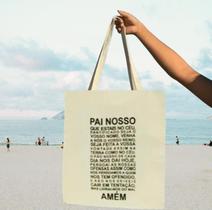 Bolsa Ecobag Tema Oração Pai Nosso Cor Cru 100% algodão