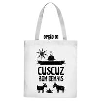 Bolsa Ecobag Xilogravura Eu Amo Cuscuz Bom Demais Nordeste
