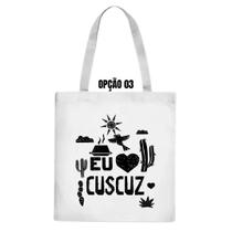 Bolsa Ecobag Xilogravura Eu Amo Cuscuz Bom Demais Nordeste
