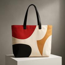 Bolsa Ecologica Estampada Geométrica com Alças Pretas