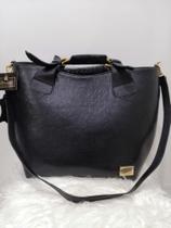 Bolsa em Couro Feminina Grande Cor Preta Glória Lisboa Bolsa em Couro Feminina Grande Cor Preta Glória Lisboa