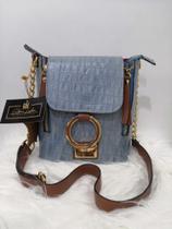 Bolsa em Couro Feminina Pequena Cor Azul Glória Lisboa Bolsa em Couro Feminina Pequena Cor Azul Glória Lisboa