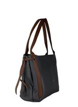 Bolsa Em Couro Legitimo B.1104 Cinza/Chocolate