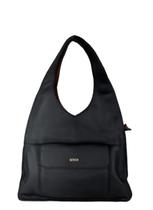Bolsa Em Couro Legitimo B.1126 Preto Fosco/Chocolate