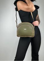 Bolsa Em Couro Legitimo Transversal B.1046 Verde Militar/Camel Bolsa Em Couro Legitimo Transversal B.1046 Verde Militar/Camel