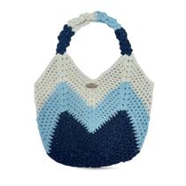 Bolsa Em Crochê Azul Estilo Naútica Artesanal