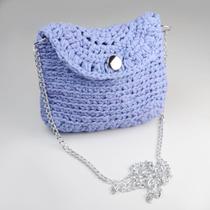 Bolsa em Crochê lilás com alça corrente prata