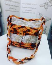 Bolsa em fio algodão de crochê feita a mão
