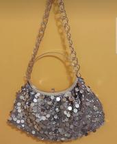 Bolsa em paetê prata