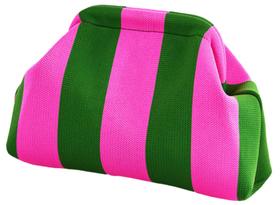 Bolsa embreagem DIHKLCIO em tecido de crochê franzido rosa/verde