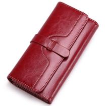 Bolsa embreagem feminina longa em couro PU cor de vinho Wallet Bolsa embreagem feminina longa em couro PU cor de vinho Wallet