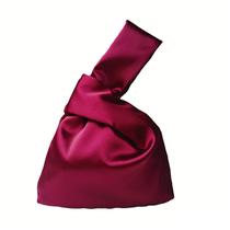 Bolsa embreagem noturna Anopo Small Satin Knot para mulheres cor de vinho