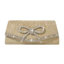 Bolsa embreagem Trisapu Bow Evening Sparkly Rhinestone Gold para mulher