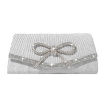 Bolsa embreagem Trisapu Bow Evening Sparkly Rhinestone Silver
