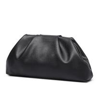Bolsa embreagem YUWITA em couro PU macio para mulheres (preta)