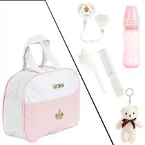 Bolsa Enxoval Meninas Rosa e Branco Boneca Reborn 06 Peças Bolsa Enxoval Meninas Rosa e Branco Boneca Reborn 06 Peças