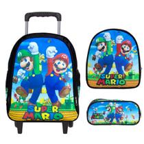 Bolsa Escolar de Rodinha Menino Super Mario Grande Reforçada Bolsa Escolar de Rodinha Menino Super Mario Grande Reforçada