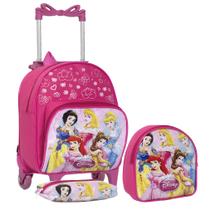 Bolsa Escolar de Rodinhas Menina Princesas Resistente Rosa