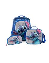 Bolsa Escolar Fashion Stitch Bolsa Lancheira Estojo 3d azul Bolsa Escolar Fashion Stitch Bolsa Lancheira Estojo 3d azul