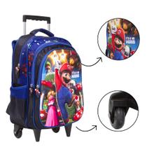 Bolsa Escolar Grande Com Rodinhas Super Mario Estampada