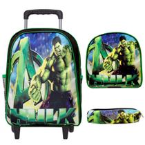 Bolsa Escolar Infantil Grande Menino Hulk Rodinha Resistente