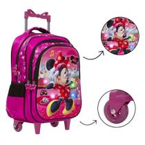 Bolsa Escolar Infantil Minnie Carrinho Led Pisca Pisca Tam G