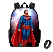 Bolsa Escolar Infantil Personagem Super Homem Mais Relógio De Pulso Led Digital Bolsa Escolar Infantil Personagem Super Homem Mais Relógio De Pulso Led Digital