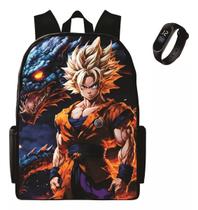 Bolsa Escolar Lançamento Juvenil Mochila Infantil Goku Mais Relogio Led