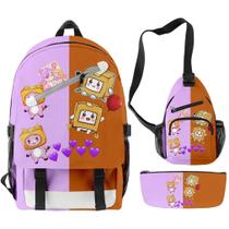 Bolsa escolar Lankysboxes, bolsa de anime com impressão 3D para crianças, 3 unidades Bolsa escolar Lankysboxes, bolsa de anime com impressão 3D para crianças, 3 unidades