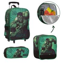 Bolsa Escolar Masculina Incrível Hulk Rodinhas Resistente