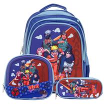 Bolsa Escolar Masculina Juvenil Naruto Costas Grande Estojo