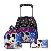 Bolsa Escolar Masculina Mickey Mouse de Rodinhas Reforçada
