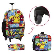 Bolsa Escolar Masculina Pokemon Rodinhas Lancheira Estojo