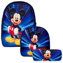 Bolsa Escolar Menino Costas Mickey Mouse 3D Resistente Azul