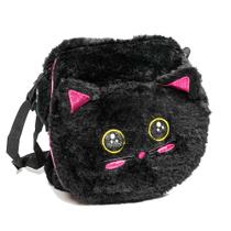 Bolsa Escolar Pelúcia Gatinho Preto SCB117 - Polibrinq
