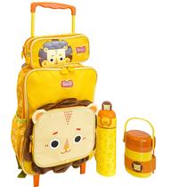 Bolsa Escolar Rodinha, Estojo Duplo, Garrafa Térmica, Pote Térmico Infantil Leão Bolsa Escolar Rodinha, Estojo Duplo, Garrafa Térmica, Pote Térmico Infantil Leão
