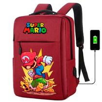 Bolsa Escolar USB Infantil Com Estampa De Personagem Clássico De Videogame Para Escola Super Bolsa Escolar USB Infantil Com Estampa De Personagem Clássico De Videogame Para Escola Super