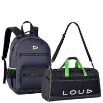 Bolsa Esportiva Grande e Mochila Escolar Loud Com 6 Bolsos e Compartimento Notebook Juvenil Para Volta ás Aulas Clio
