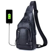 Bolsa Estilingue BULLCAPTAIN em Couro Genuíno com Porta USB - XB-129