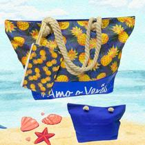 Bolsa Estilosa Estampada Praia e Piscina Dupla Face