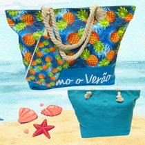 Bolsa Estilosa Estampada Praia e Piscina Dupla Face