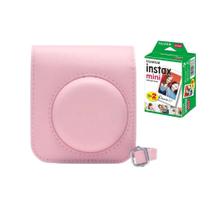 Bolsa Estojo Para Instax Mini 12 Com 20 Fotos Cor Rosa
