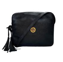 Bolsa eva em couro preto tressê
