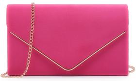 Bolsa Evening Clutch Dasein Velvet com alça de corrente rosa