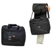 Bolsa executiva para notebook 2 em 1 de mao e transversal com alca regulavel 4 bolsos preta