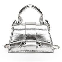 Bolsa FALETO Mini Silver Vegan Leather para mulheres Y2K
